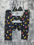 Bananas Cuadros Negros Pijama De 5 Piezas