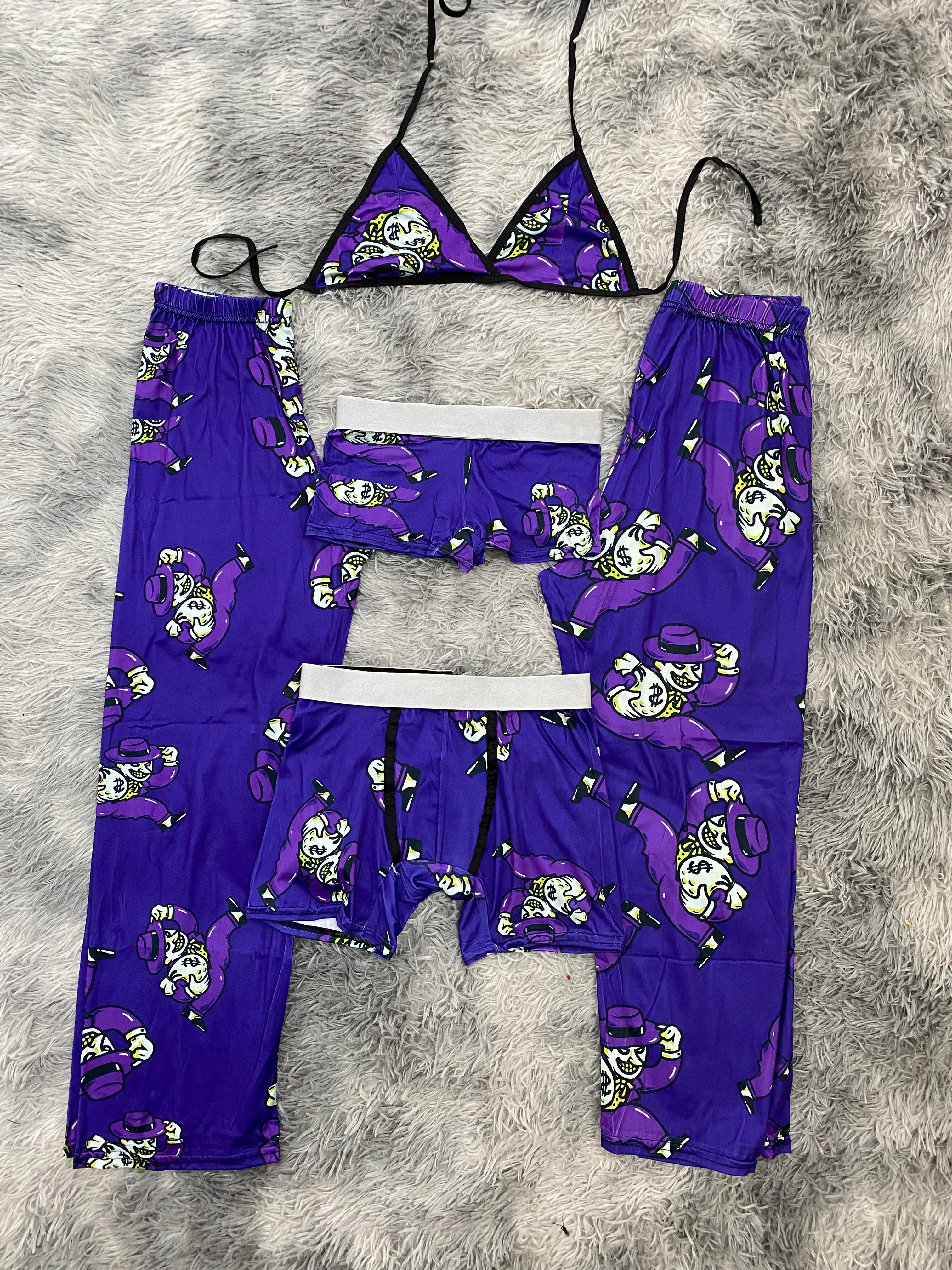 Joker fondo morado  Pijama De 5 Piezas