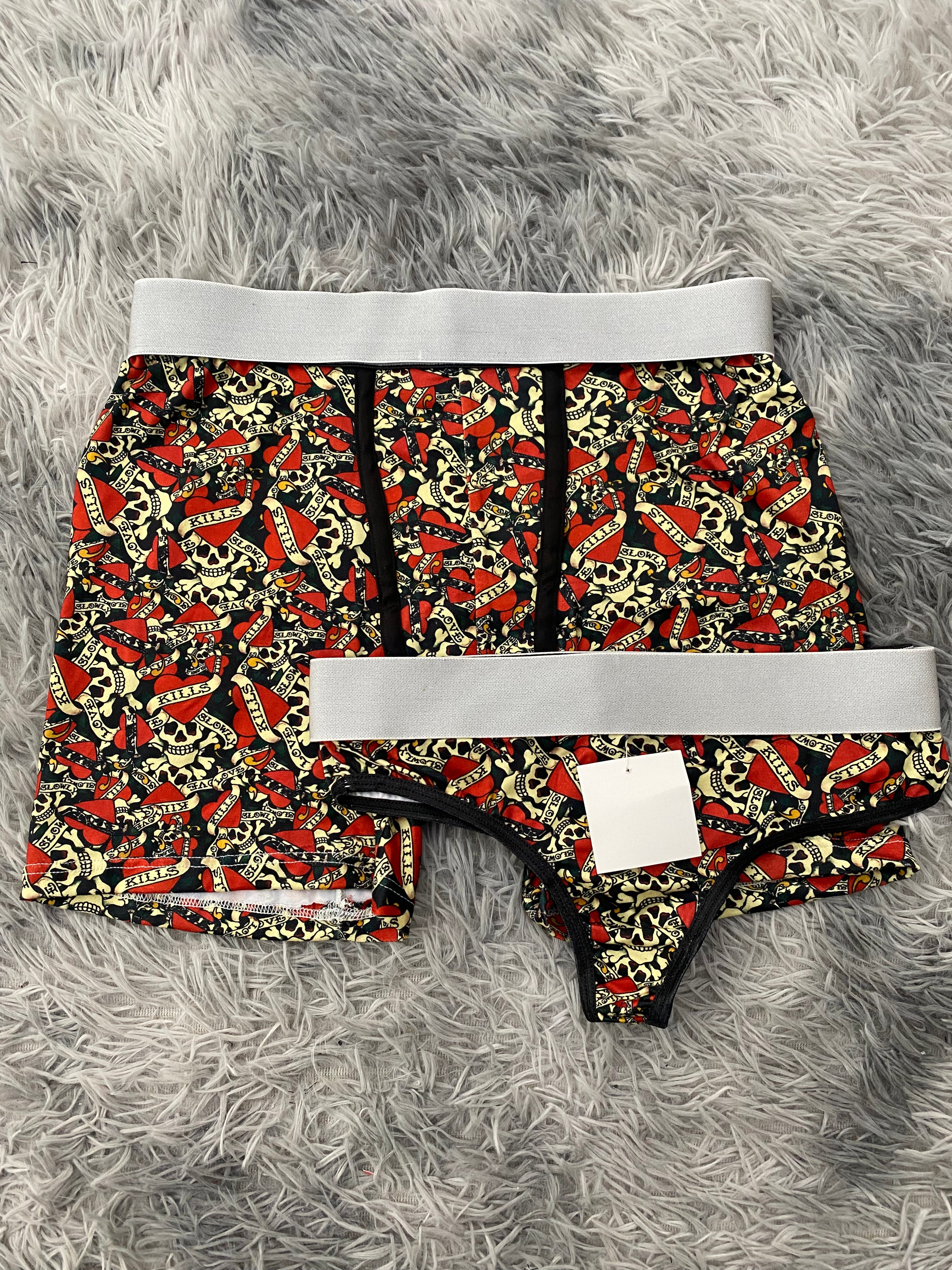 Calaveras y corazones Duo Unitalla Con Tanga
