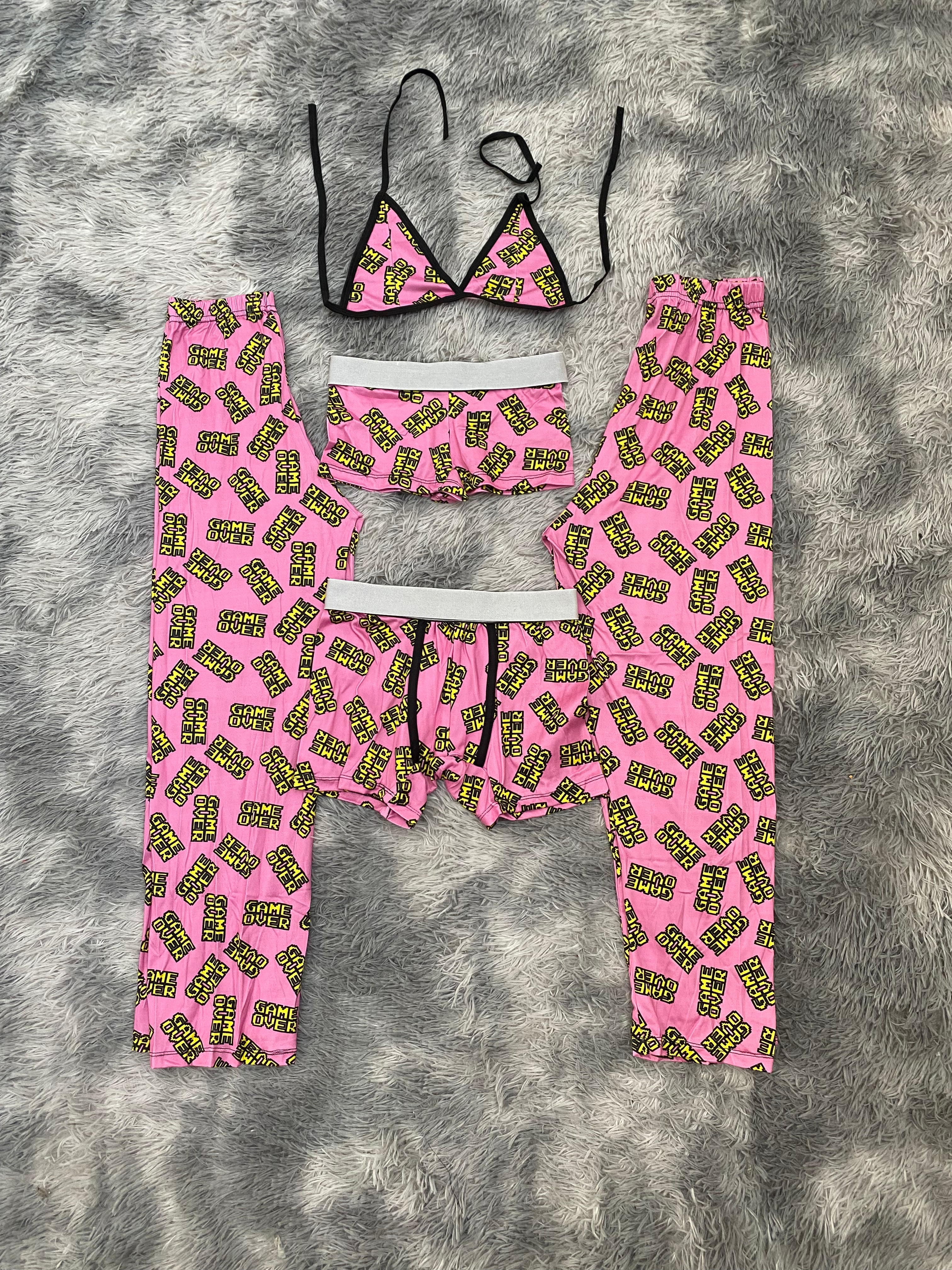 Game Over fondo rosa Pijama De 5 Piezas