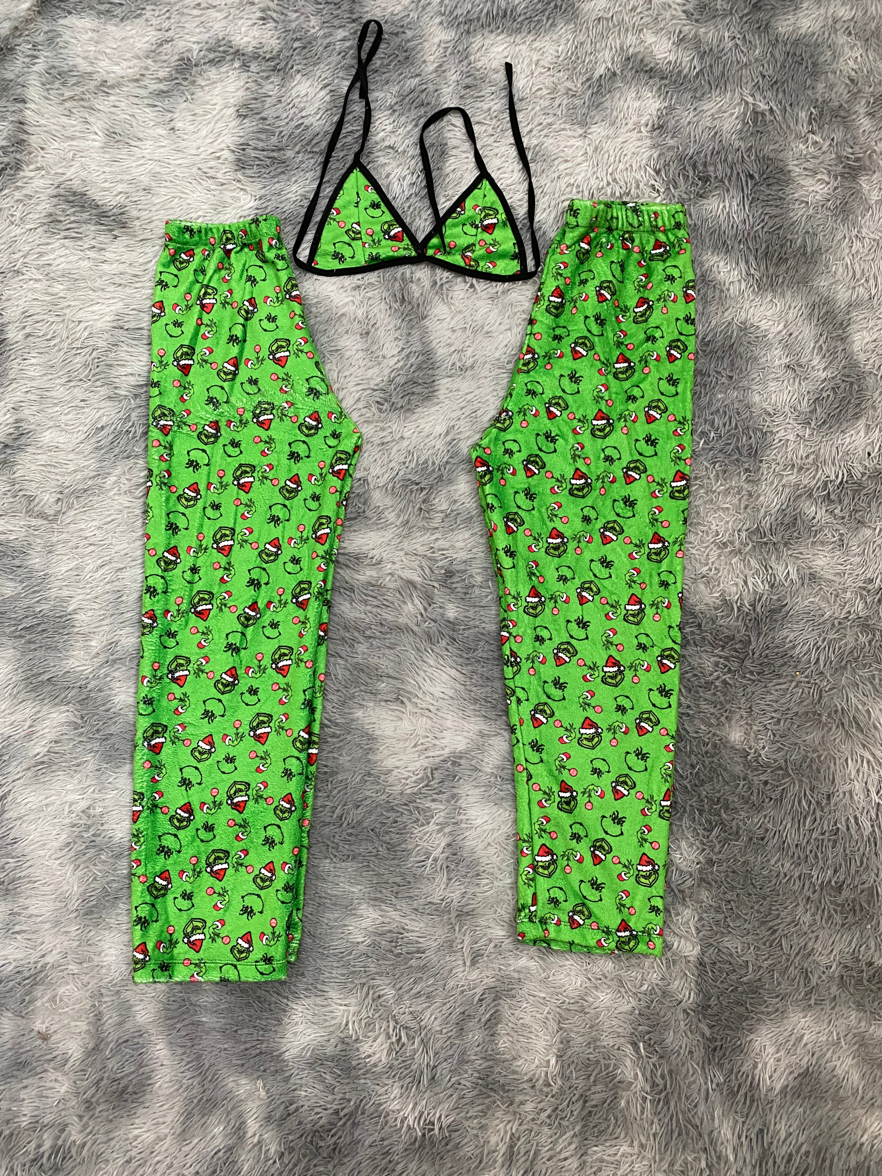Grinch verde clásico Duo De Pijama Afelpada