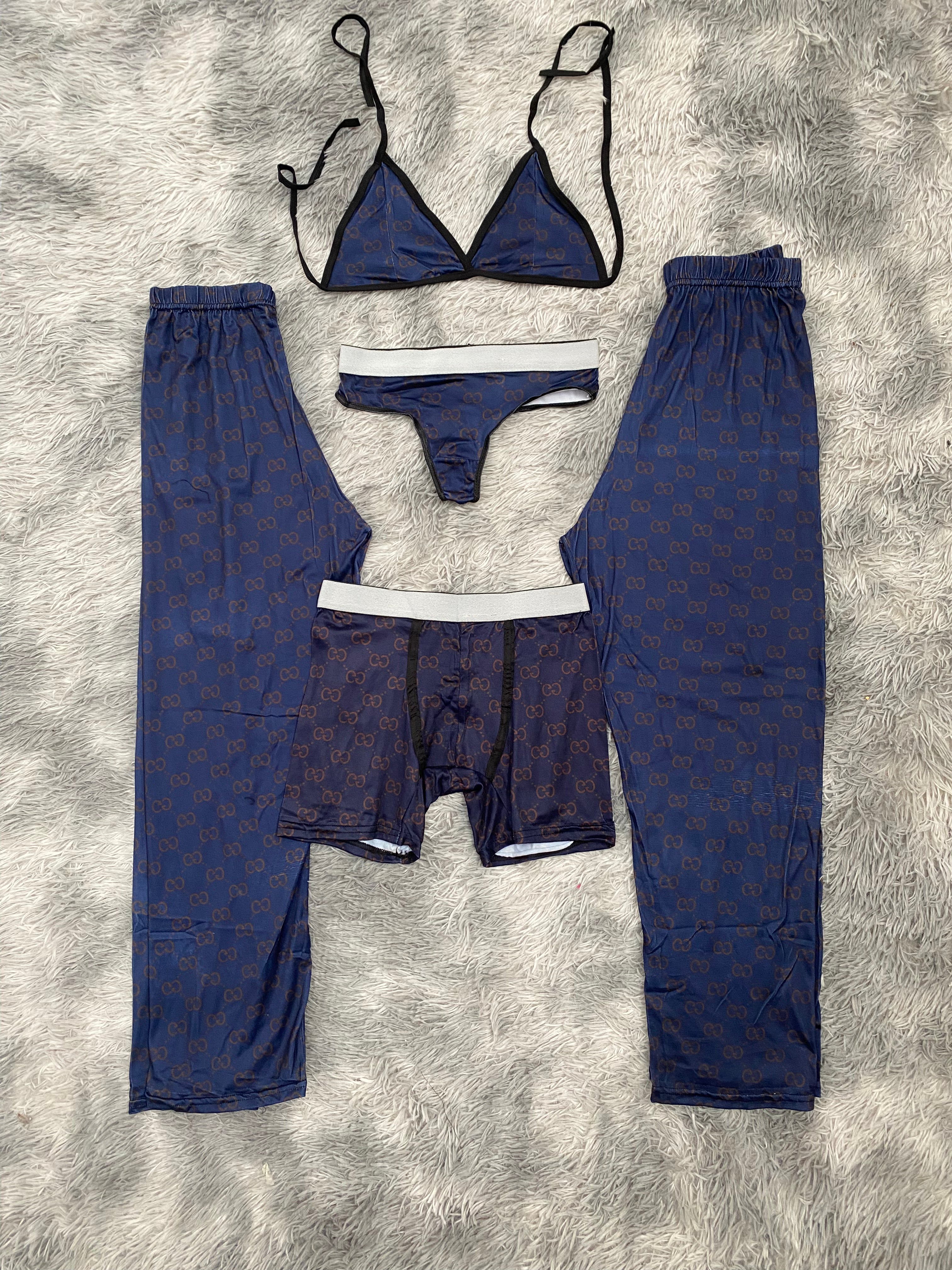 Gucci fondo azul  Pijama De 5 Piezas
