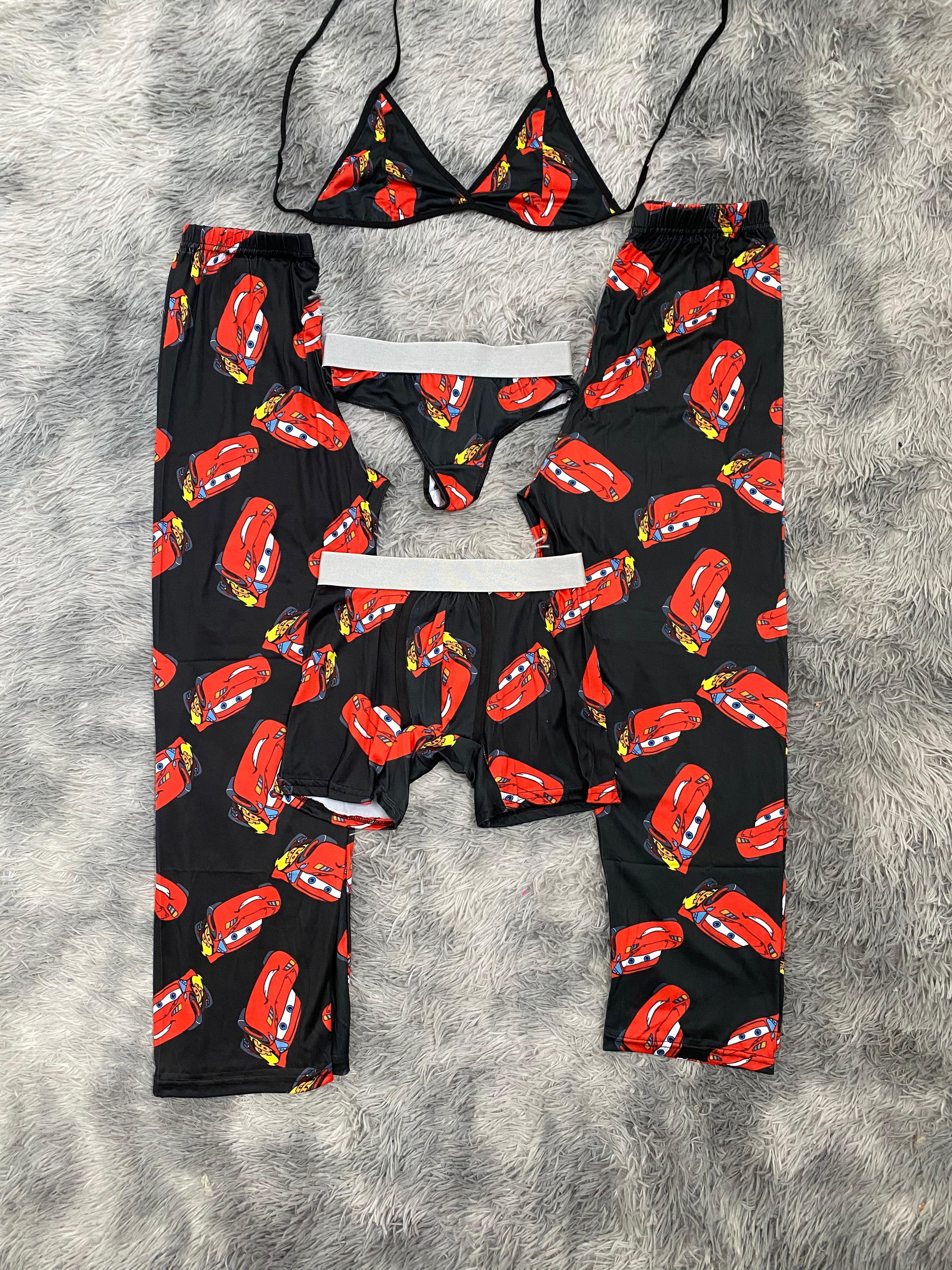 McQueen animado fondo negro Pijama De 5 Piezas