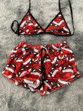 Spiderman animado navidad  Top Con Short Afelpado