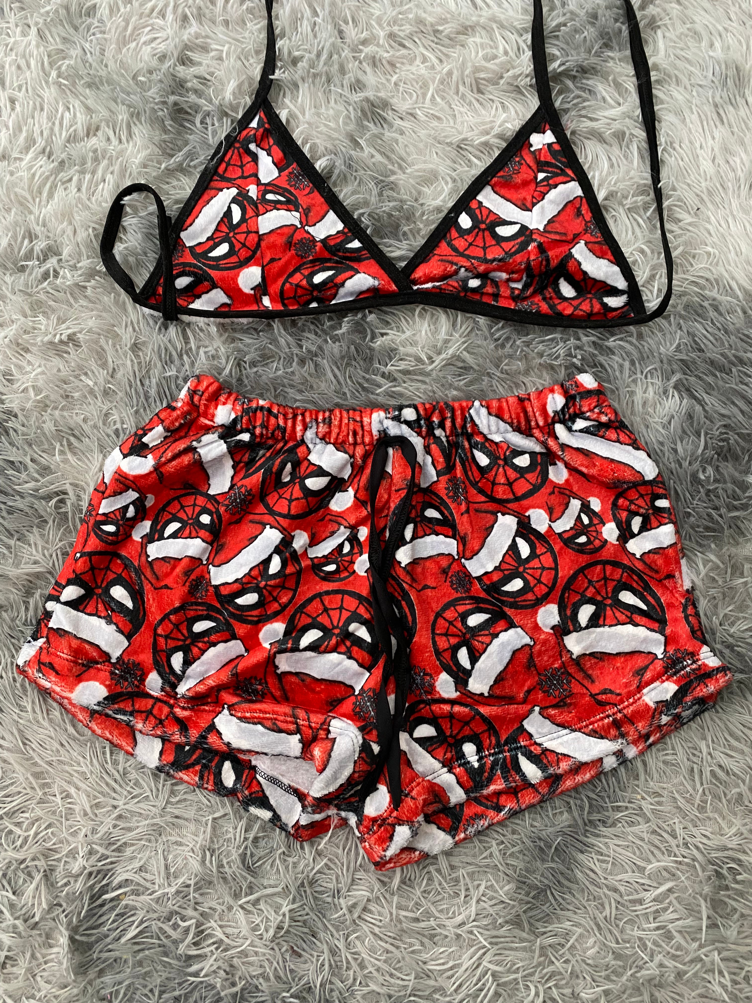 Spiderman animado navidad  Top Con Short Afelpado