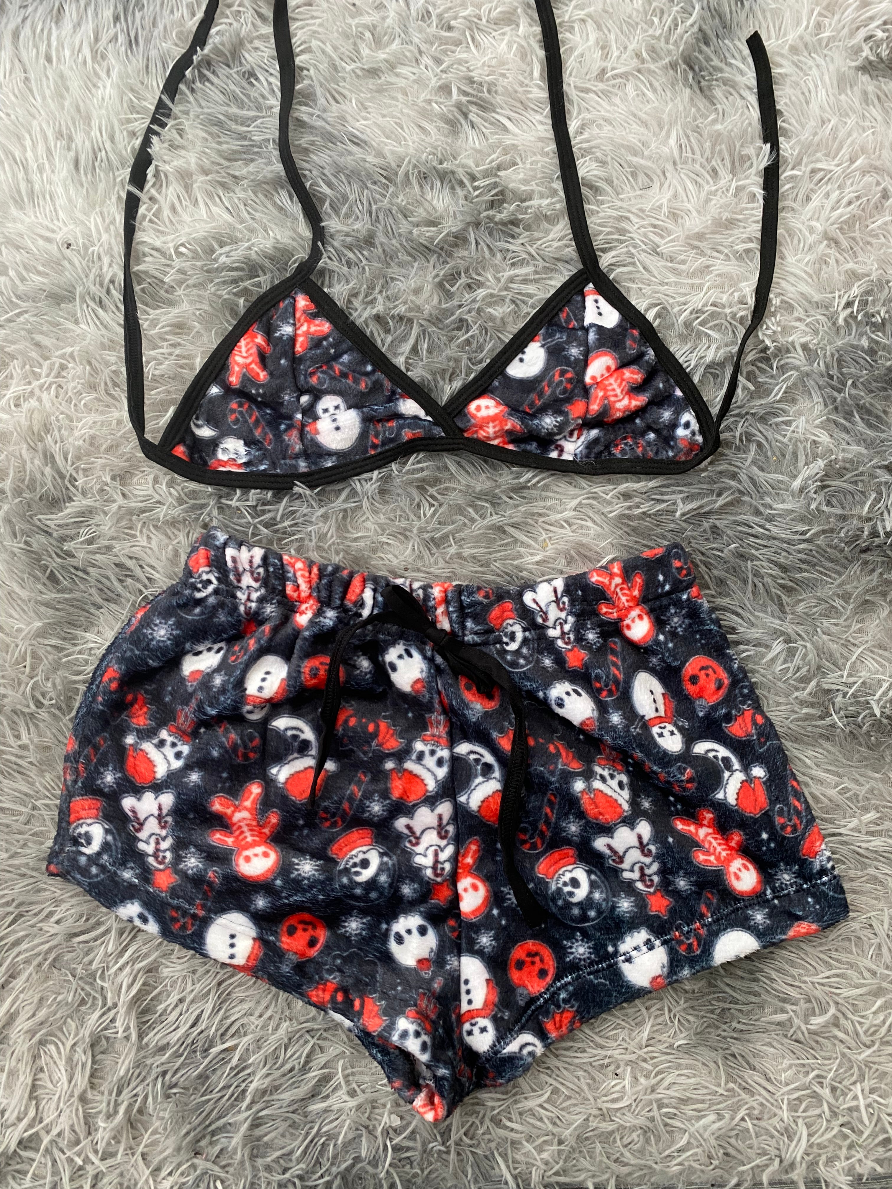 Esqueletos navidad Top Con Short Afelpado