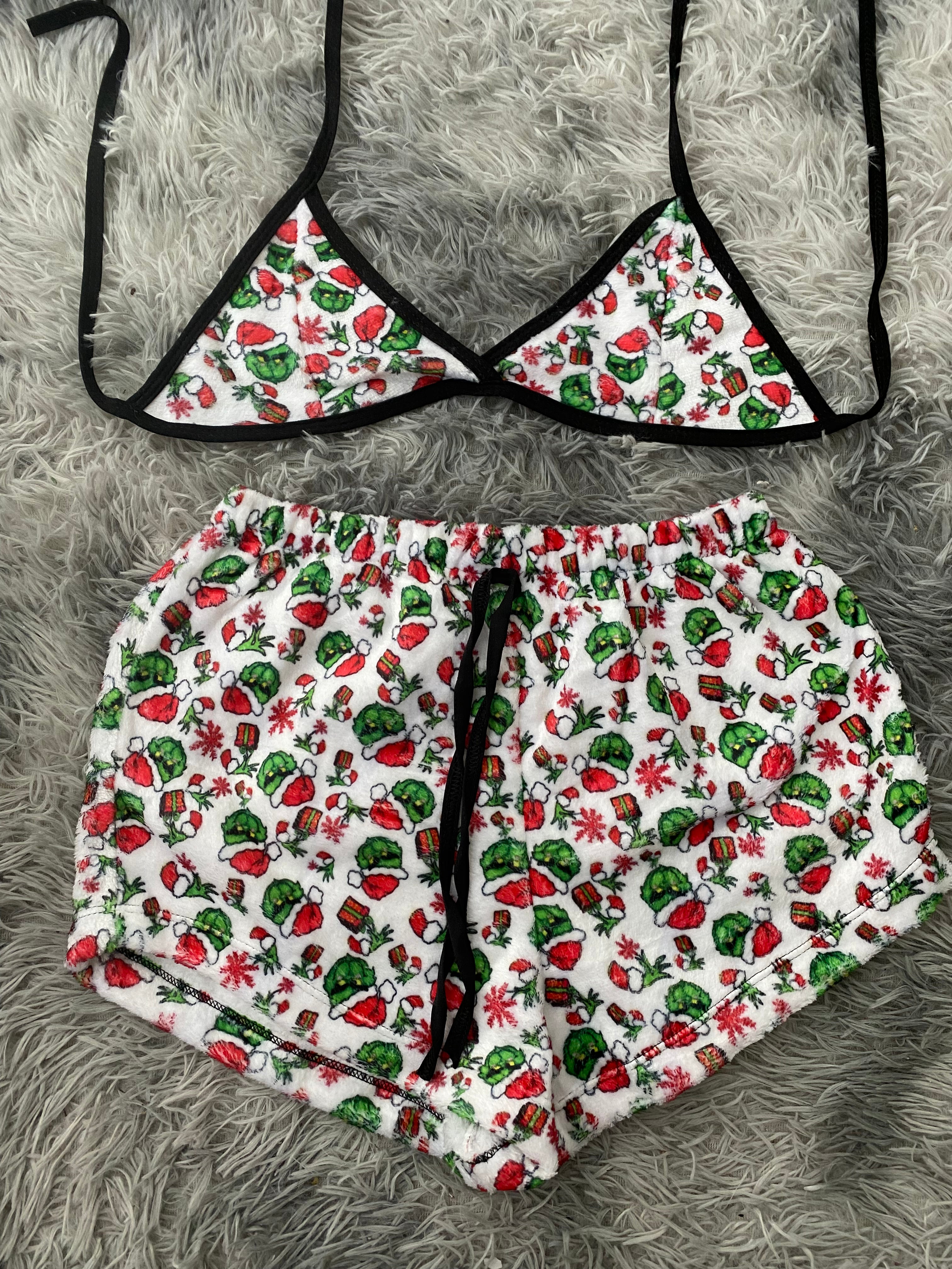 Grinch blanco clásico Top Con Short Afelpado
