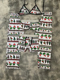Grinch y árboles de navidad fondo blanco Pijama De 5 Piezas