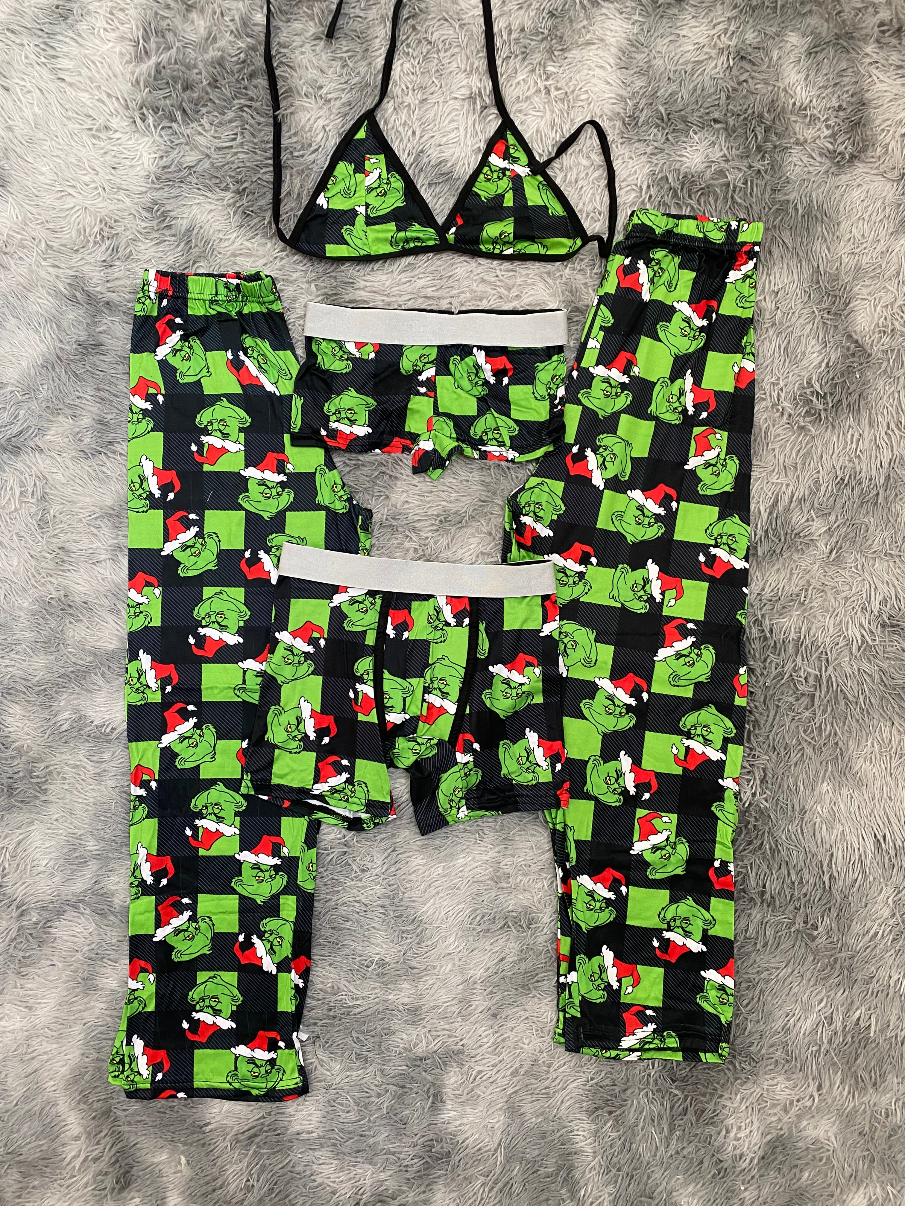 Grinch cuadros negros Pijama De 5 Piezas