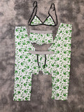 Hierba fondo blanco Pijama De 5 Piezas