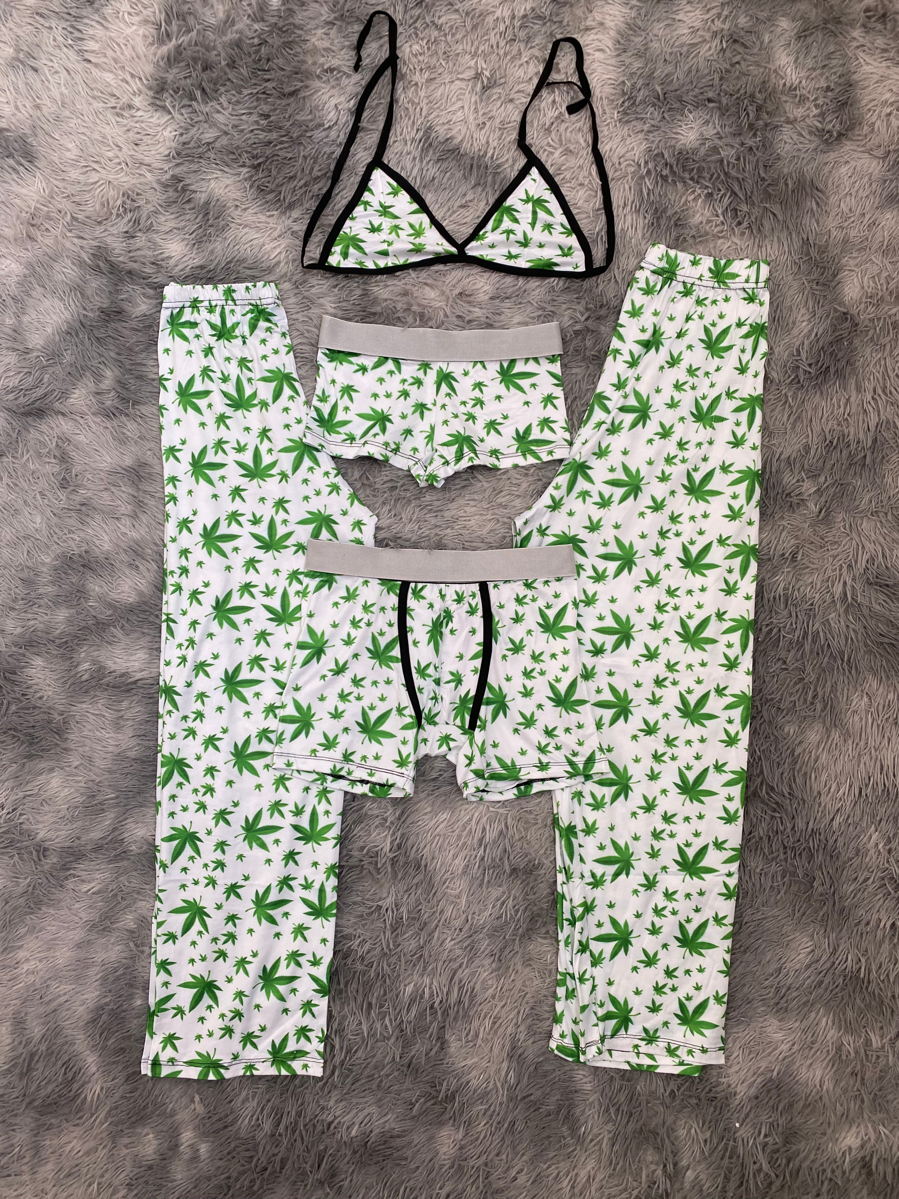 Hierba fondo blanco Pijama De 5 Piezas