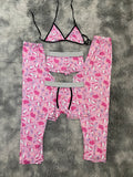 Hello Kitty Moño de colores fondo rosa Pijama De 5 Piezas