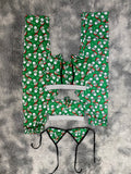 Calamardo navideño fondo verde Pijama De 5 Piezas