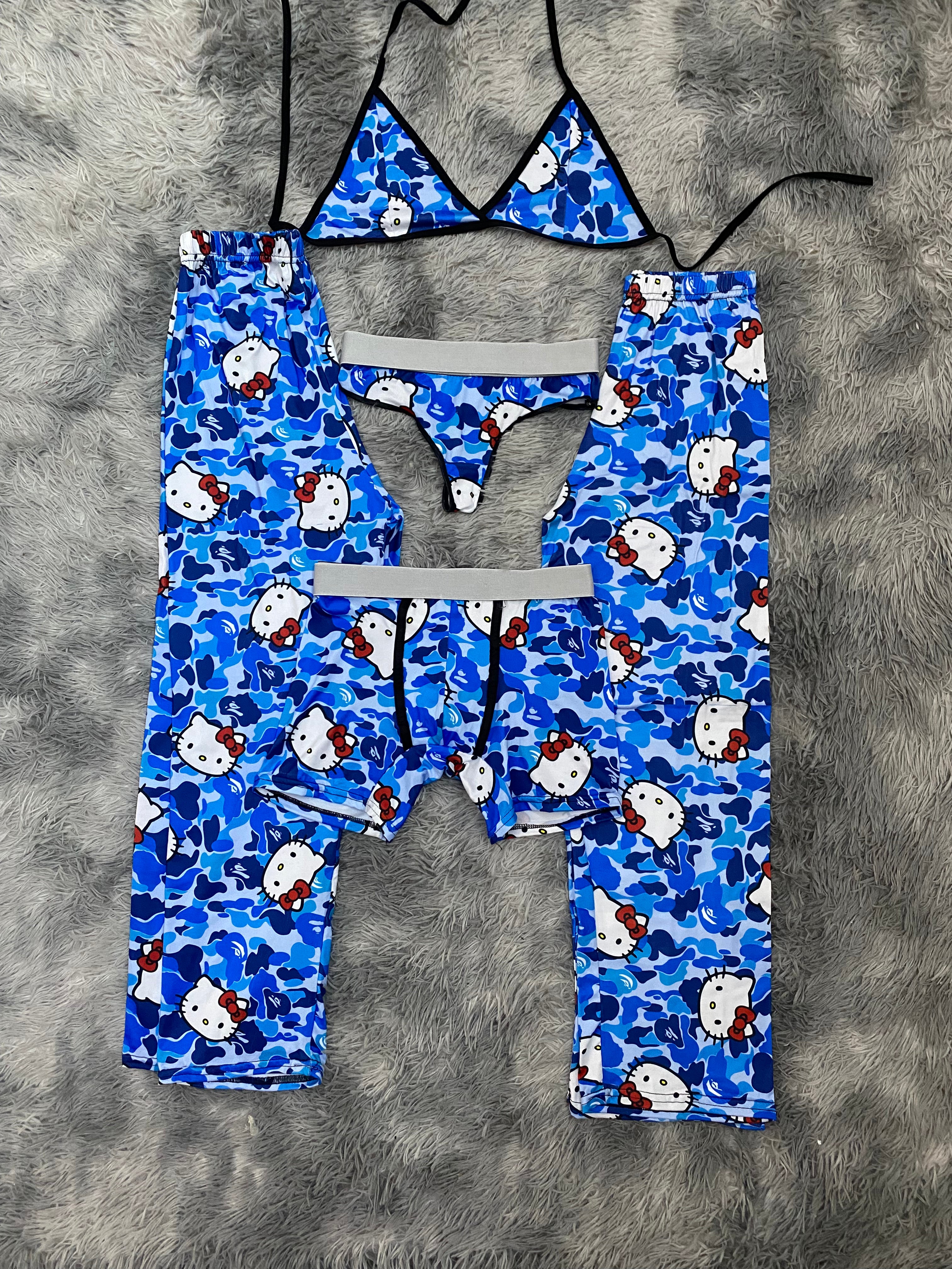 Hello Kitty bape azul Pijama De 5 Piezas