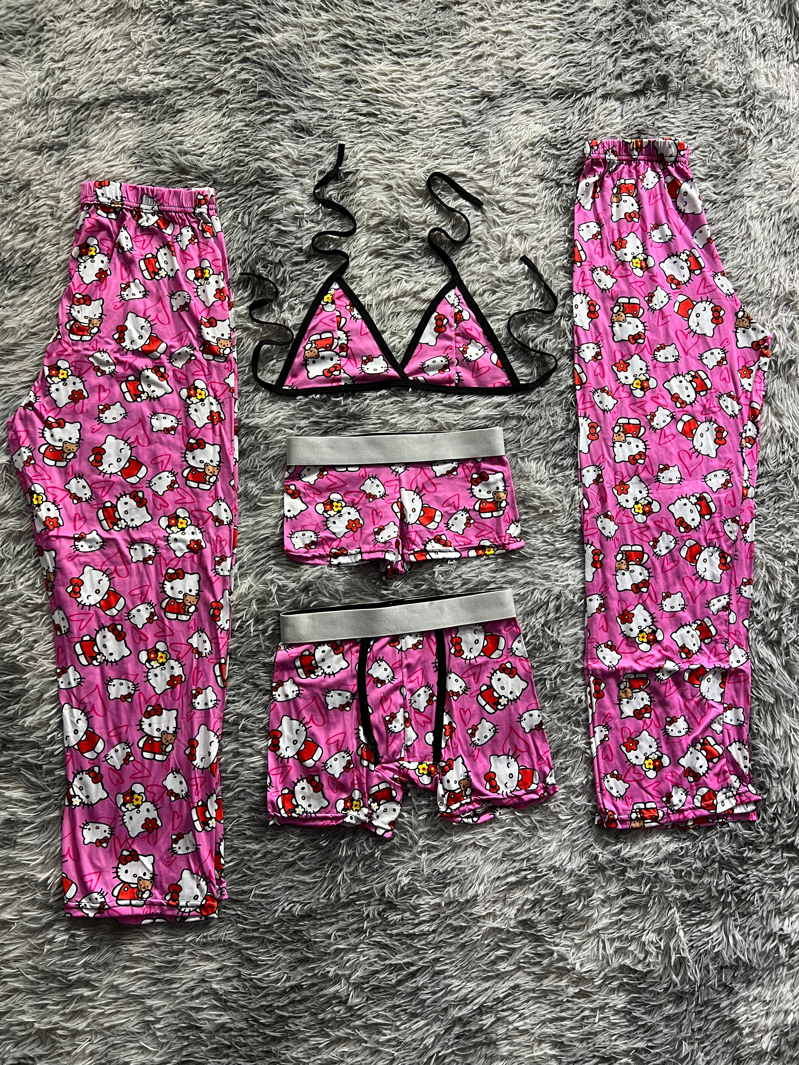 Hello Kitty Corazones Rosas Pijama De 5 Piezas