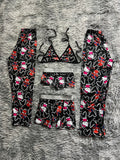 Spider Kitty Corazones Negro Pijama De 5 Piezas