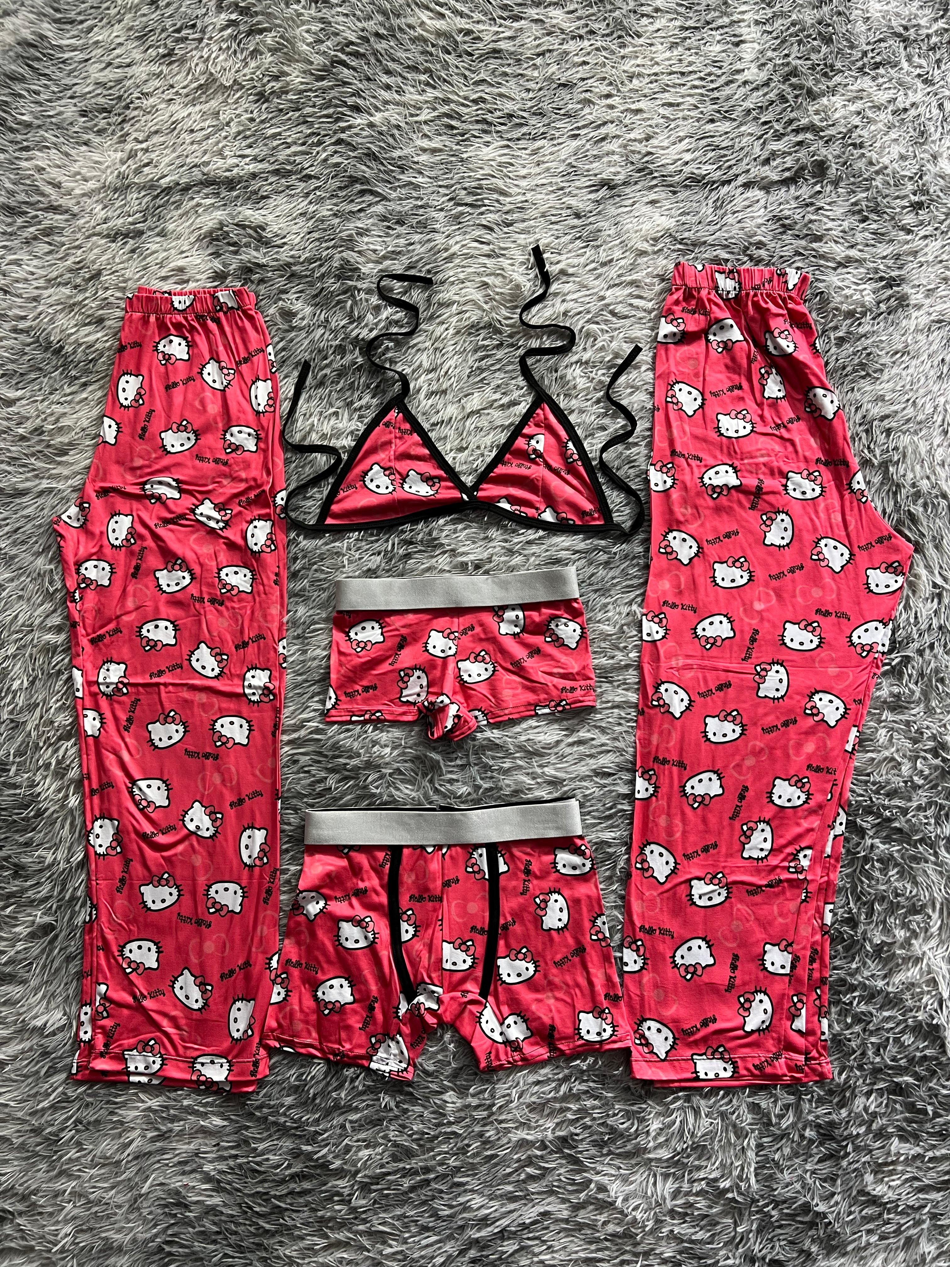 Hello Kitty Nombre Fondo Rosa Pijama De 5 Piezas