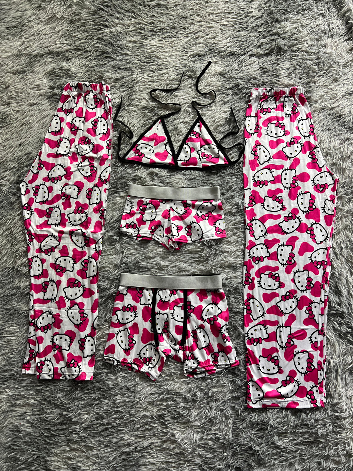 Hello Kitty Vaquita Rosa Pijama De 5 Piezas