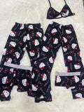Hello Kitty Letras Fondo Negro Pijama De 5 Piezas