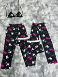 Batman Y Hello Kitty Negro Pijama De 5 Piezas