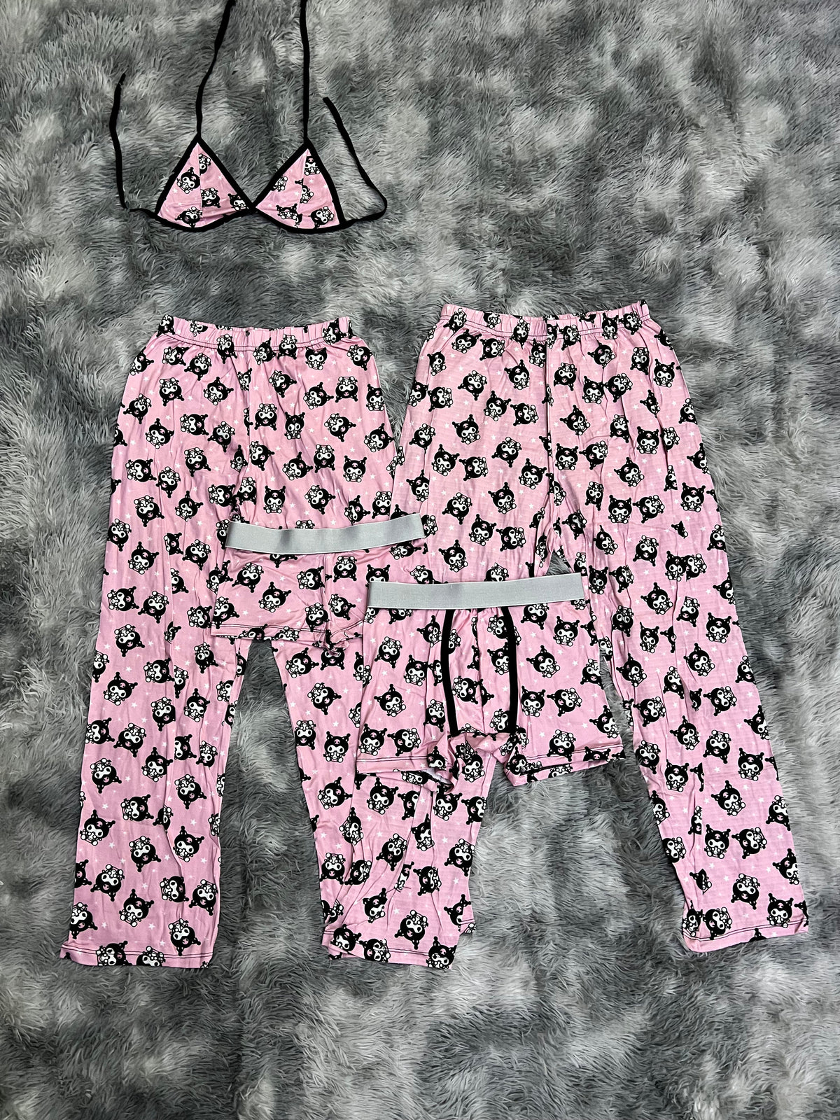 Kuromi Bebé Fondo Rosa Pijama De 5 Piezas
