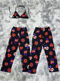 Spider Kitty Negro Telaraña Roja Duo De Pijama Afelpada