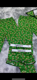 Grinch Verde Cara Navideño Navideño Pijama De 5 Piezas