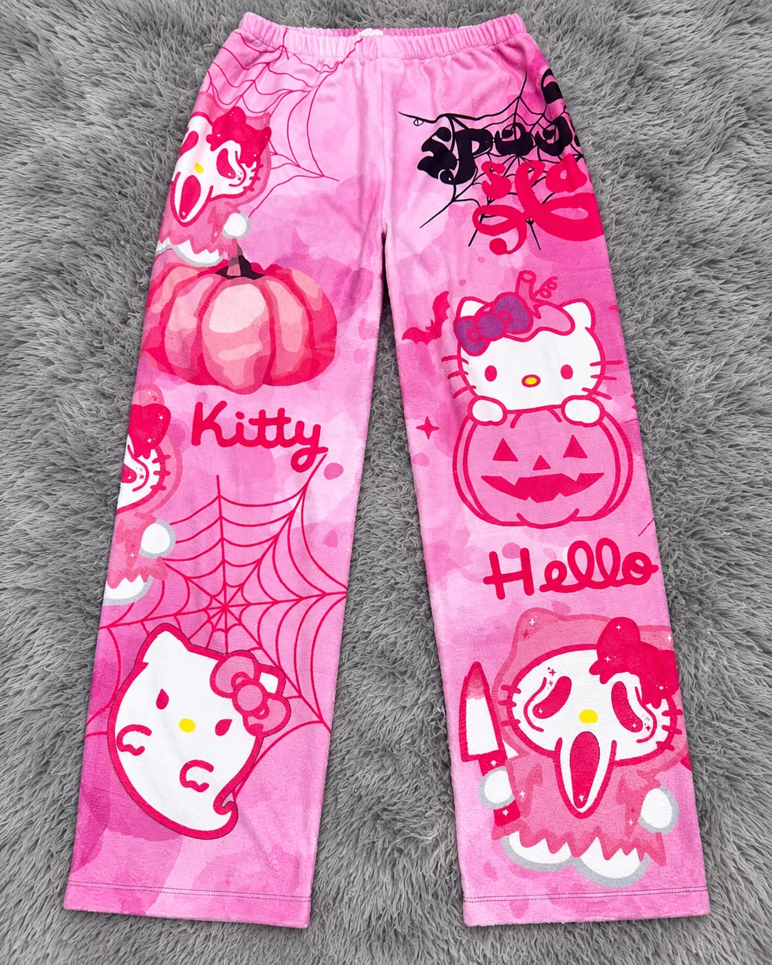 pijama de mujer pantalón afelpada de hello kitty calabaza
