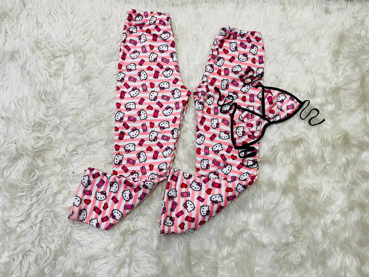 Striped Hello kitty plush pijama duo - Fundies